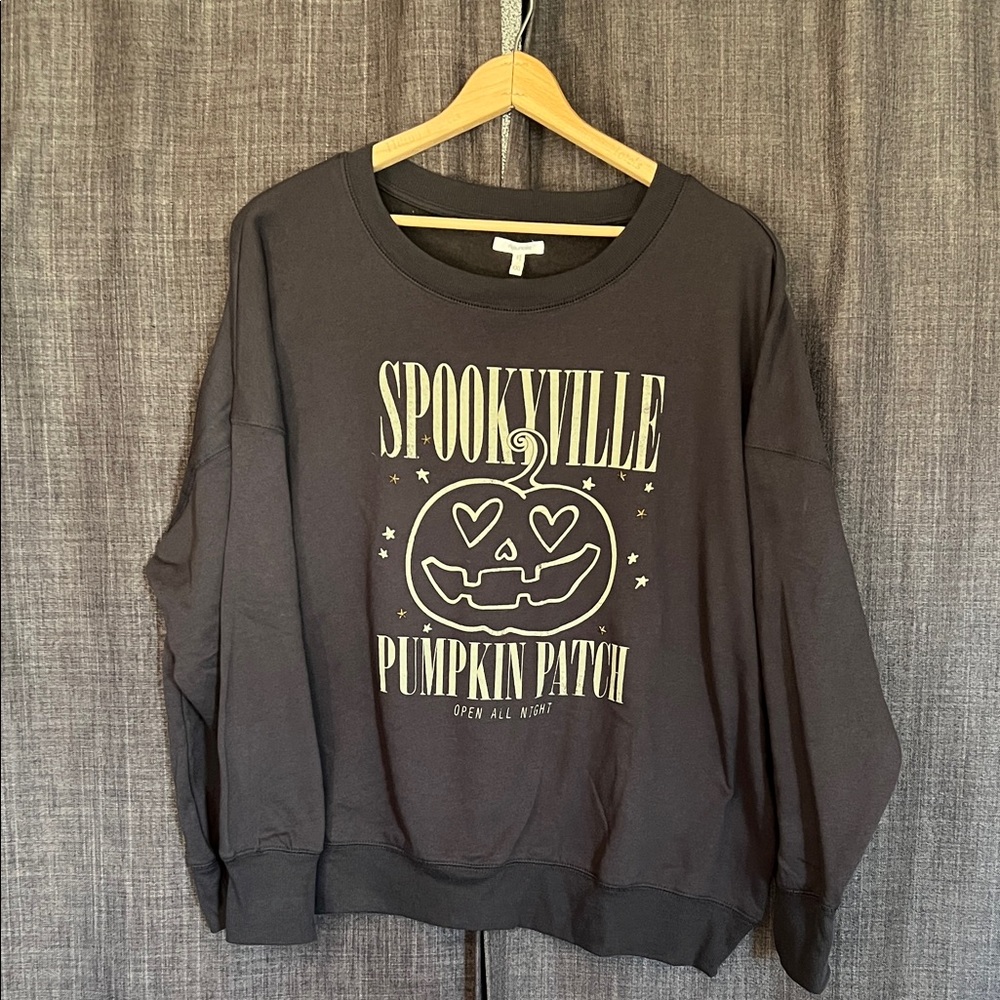 Maurices dark charcoal spookyville pumpkin patch crewneck sweatshirt size xxl